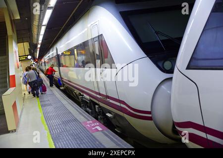 Hochgeschwindigkeitszug. SANs-Station. Barcelona. Katalonien. Spanien. Stockfoto