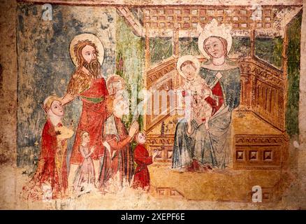 Wandmalereien. Ermita de Nuestra Señora en IPAs (Huesca), Diözesanmuseum Jaca, Museo Diocesano de Jaca, Jaca, Provinz Huesca, Aragón, Spanien, Eu Stockfoto