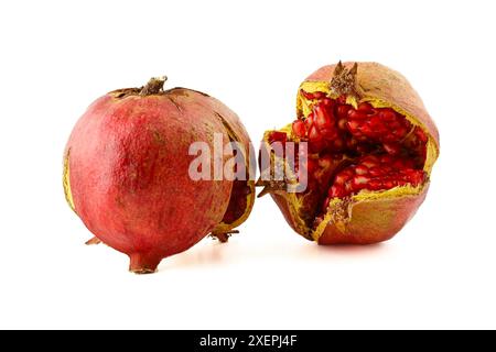 Reifer Granatapfel, eine der Früchte mit der höchsten Menge an Antioxidantien. Selektiver Fokus mit geringer Schärfentiefe. Stockfoto