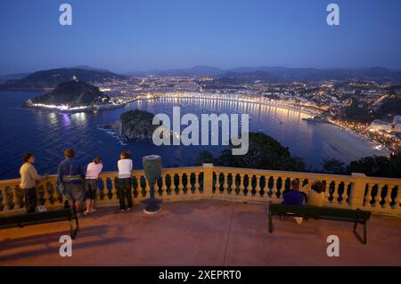 La Concha Bucht von Monte Igeldo, Donostia (San Sebastián) gesehen. Guipúzcoa, Euskadi. Spanien Stockfoto