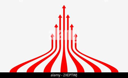 Pfeile zum Unternehmenswachstum. Rote Pfeile Zielrichtung. Vektorabbildung Stock Vektor