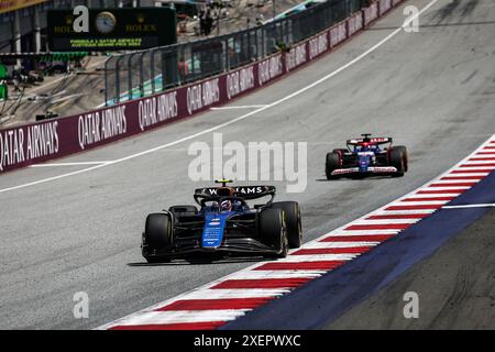 Spielberg, Autriche. Juni 2024. 02 SARGEANT Logan (usa), Williams Racing FW46, Action während des Formel 1 Qatar Airways Austrian Grand Prix 2024, 11. Runde der Formel-1-Weltmeisterschaft 2024 vom 28. Bis 30. Juni 2024 auf dem Red Bull Ring, in Spielberg, Österreich - Foto Xavi Bonilla/DPPI Credit: DPPI Media/Alamy Live News Stockfoto
