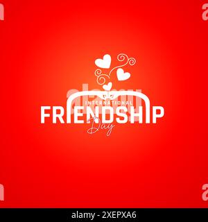 Happy International Friendship Day Essen und Restaurant kreative Konzept Thementidee für Werbung, Vektor Illustration Typografie Logo Schriftzug, und Stock Vektor