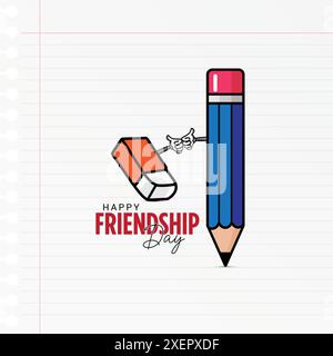 Happy International Friendship Day Bildungsschüler College- und Universitätsstudenten kreative Konzeptidee Werbung, World Kids Day, Gebet Stock Vektor