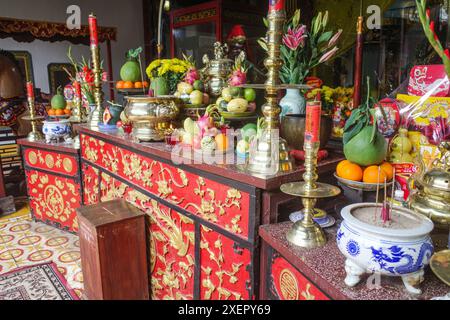 oi an, Vietnam - 8. Februar 2024: Innenraum des Quan Cong Tempels. Hoi An Alte Stadt, Provinz Quang Nam Stockfoto