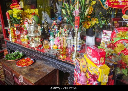 oi an, Vietnam - 8. Februar 2024: Innenraum des Quan Cong Tempels. Hoi An Alte Stadt, Provinz Quang Nam Stockfoto