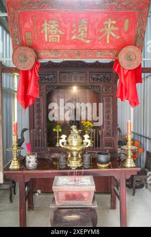 Hoi an, Vietnam - 5. Februar 2024: Renovierungsarbeiten an der Chua Cau Brücke aus dem 18. Jahrhundert (japanische Brücke) in der Altstadt von Hoi an Stockfoto