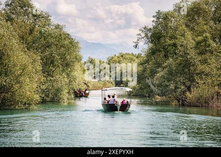 Mai 2024, Virpazar, Montenegro: Sommerausflug zur Erkundung der unberührten Gewässer und Natur des Skadar-Sees. Stockfoto