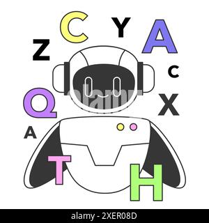 Prompt-Engineering zu einem künstlichen Neuronennetzwerk. Entwicklung künstlicher Intelligenz. AI-Befehl zum Erstellen eines Textes oder Bildes. Illustration des flachen Vektors Stock Vektor