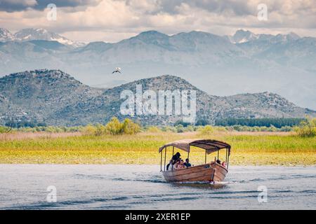 Mai 2024, Virpazar, Montenegro: Sommerausflug zur Erkundung der unberührten Gewässer und Natur des Skadar-Sees. Stockfoto