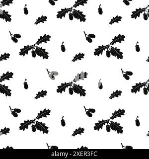 Nahtloses Muster aus gekritzelten Eicheln und Eichenblättern. eps Stock Vektor