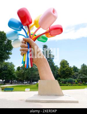 TULPENSTRAUSS JEFF KOONS GESCHENK NACH PARIS Stockfoto