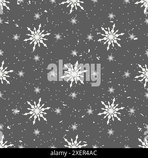 Blauer nahtloser Hintergrund der Schneeflocken. Geometrische natürliche Flocken Formen Elemente. Grußbanner Winterferien. Vektorabbildung EPS10 Stock Vektor