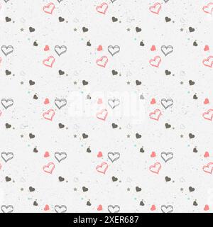 Nahtloses geometrisches Muster mit Herzen. Vektorwiederholte Textur. Polka Dot für Feiertage Stock Vektor
