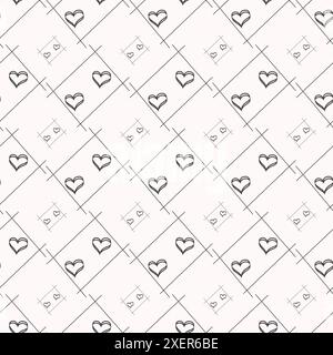 Nahtloses geometrisches Muster mit Herzen. Vektorwiederholte Textur. Polka Dot für Feiertage Stock Vektor
