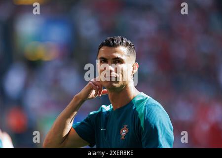 Dortmund, Deutschland. Juni 2024. Cristiano Ronaldo (Portugal) wurde während des Aufwärmens vor dem Spiel der UEFA Euro 2024 zwischen den Nationalmannschaften der Türkei und Portugals im Signal Iduna Park während des Spiels der UEFA Euro 2024 zwischen der Türkei und Portugal im Signal Iduna Park gesehen. Endstand; Türkei 0:3 Portugal. Quelle: SOPA Images Limited/Alamy Live News Stockfoto