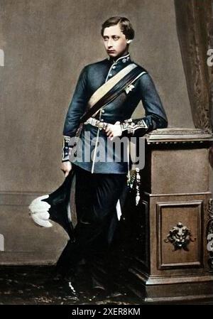 Eduard VII. Als Prinz von Wales – Portrait of the Prince of Wales, zukünftiger König Eduard VII., 1860. - Spätere Färbung Stockfoto