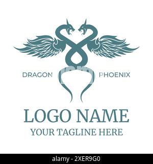 Dragon Phoenix Logo Vektor Illustrationen Design Symbol Stock Vektor