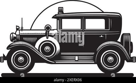 Klassische Vintage Sportwagen Silhouette Vektor Illustration isoliert auf einem weißen Hintergrund Stock Vektor