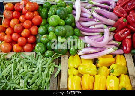 Obst- und Gemüsemarkt. Sonntagsmarkt. San Telmo. Buenos Aires. Argentinien. Stockfoto