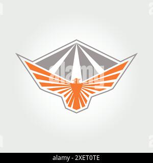 Vogelfalke und Pyramidenvektor-Logo. Stock Vektor