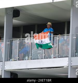 Bridge Town, Barbados, Westindien. Juni 2024. ICC MÄNNER CRICKET T20 WORLD CUP 2024 : FINALE INDIEN GEGEN SÜDAFRIKA INDIEN 176-7 IN 20 OVERS. SÜDAFRIKA BRAUCHT 177, UM im Bild ZU GEWINNEN: Credit: Seshadri SUKUMAR/Alamy Live News Stockfoto