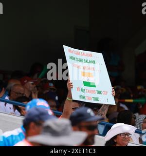 Bridge Town, Barbados, Westindien. Juni 2024. ICC MÄNNER CRICKET T20 WORLD CUP 2024 : FINALE INDIEN GEGEN SÜDAFRIKA INDIEN 176-7 IN 20 OVERS. SÜDAFRIKA BRAUCHT 177, UM im Bild ZU GEWINNEN: Credit: Seshadri SUKUMAR/Alamy Live News Stockfoto