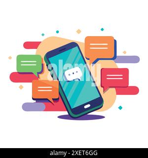 Fantastisches Smartphone, Chat-sms-App-Vorlagen-Blasen. Stock Vektor