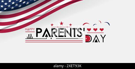 Happy Parents' Day mit der amerikanischen Flagge Stock Vektor