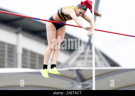 Manchester, Vereinigtes Königreich, 29. Juni 2024, Pole Vault Women Final- IVE Jade in der Manchester Regional Arena, Credit: Aaron Badkin/Alamy Live News Stockfoto