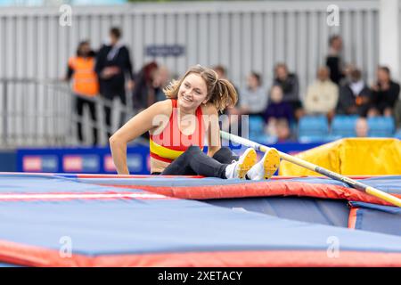 Manchester, Großbritannien, 29. Juni 2024, Pole Vault Women Final - TUTTON Gemma in der Manchester Regional Arena, Credit: Aaron Badkin/Alamy Live News Stockfoto