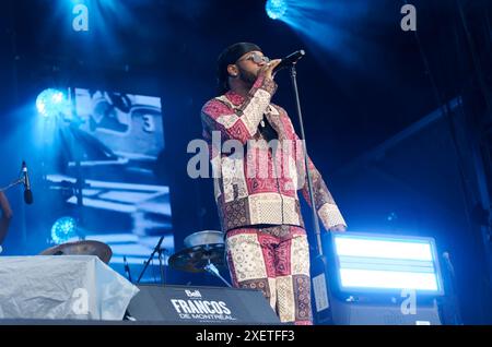 Dee End tritt auf der Bühne des Francos de Montreal Festivals in Montreal, Quebec, Kanada auf Stockfoto