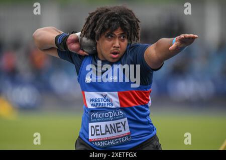 Delaney während der Microplus UK Athletics Championships Day 1 in der Manchester Regional Arena, Manchester, Großbritannien. Juni 2024. (Foto: Craig Thomas/News Images) in Manchester, Großbritannien am 29.06.2024. (Foto: Craig Thomas/News Images/SIPA USA) Credit: SIPA USA/Alamy Live News Stockfoto