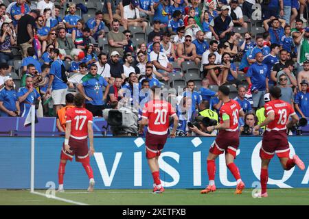 Berlin, Deutschland, 29. Juni 2024. Ruben Vargas feiert das zweite Tor seiner Mannschaft während des Spiels zwischen der Schweiz und Italien. Uefa Euro 2024 Deutschland. Achtelrunde. Quelle: Fabideciria/Alamy Live News Stockfoto