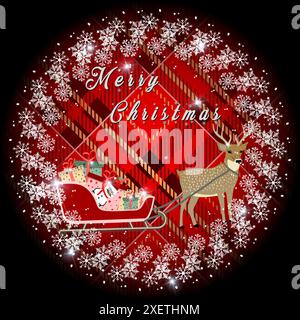 Weihnachten Kranz mit Tannenzweigen und Kegel auf tartan Hintergrund. Vector Illustration. Stock Vektor