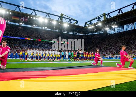 Startelf Deutschland bei der Nationalhymne, GER, Deutschland (GER) vs Dänemark (DEN), Fussball Europameisterschaft, UEFA EURO 2024, Achtelfinale 29.06.2024 Foto: Eibner-Pressefoto/Michael Memmler Stockfoto
