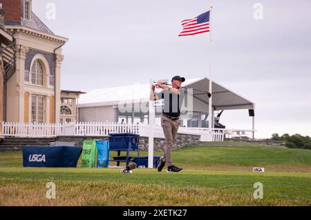 Newport, RI. Juni 2024. Richard Green während der dritten Runde bei den US Senior Open 2024 im Newport Country Club. @ Veronica Bruno / Alamy News Stockfoto