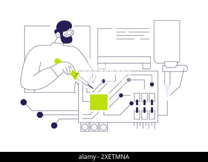 Lötplatinen abstrakte Konzeptvektorillustration. Stock Vektor