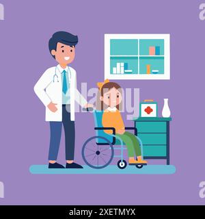 Arzt und Patient im Krankenhauszimmer. Stock Vektor