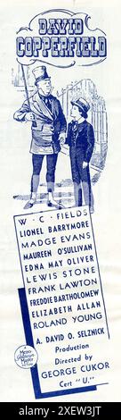 Ad-Art für DAVID COPPERFIELD mit W.C. FIELD als Mr. Micawber und FREDDIE BARTHOLOMEW als jungen David 1935 Regisseur GEORGE CUKOR Roman CHARLES DICKENS, adaptiert von HUGH WALPOLE Produzent DAVID O. SELZNICK Metro Goldwyn Mayer Stockfoto