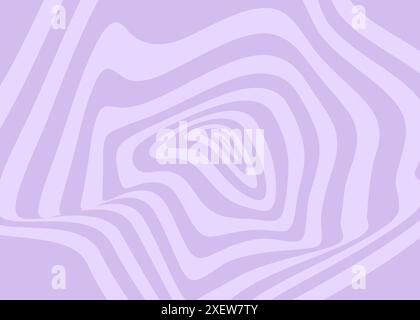 Verzerrter Hintergrund gekrümmter Kurvenlinien. Grooviger Retro Hippie Retro Style Psychedelic trendiger 70er Jahre Style. Gestreifte Linien im hypnotischen Vintage-Hintergrund. Verzerrtes geometrisches Muster. Abstraktes Schwarzweiß. Stock Vektor