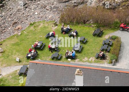 Kynance Cove Beach Cafe, The Lizard, Cornwall, Großbritannien - kleine Buchten und Küste, - The Lizard Point ist der südlichste Punkt Großbritanniens. Cornwa Stockfoto