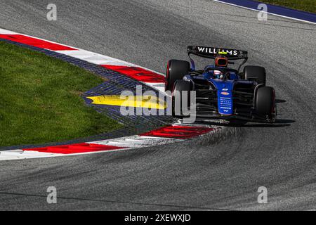 Spielberg, Österreich. Juni 2024. Logan Sargeant (USA) - Williams Racing - Williams FW46 - Mercedes während der Qualifikation für Formel 1 Qatar Airways Austrian Grand Prix 2024, RedBull Ring, Spielberg, Österreich 29. Juni 2024 Credit: SIPA USA/Alamy Live News Stockfoto