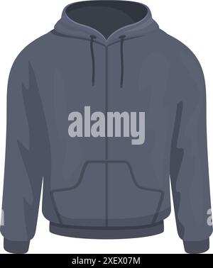 Dunkelblaues Hoodie-Sweatshirt mit Reißverschluss und Tasche, perfekt für Freizeit- oder Sportbekleidung Stock Vektor