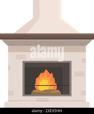 Kamin brennt mit Brennholz und Schornstein auf weißem Hintergrund moderne flache Design-Illustration Stock Vektor