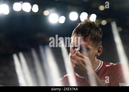 Dortmund, Deutschland. Juni 2024. Jannik Vestergaard (Dänemark) reagiert nach dem Achtelfinale der UEFA Euro 2024 in Dortmund am 29. Juni 2024. Quelle: Xiao Yijiu/Xinhua/Alamy Live News Stockfoto