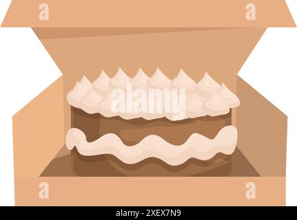 Köstlicher Kuchen mit Frischkäse-Frosting in einem geöffneten Karton Stock Vektor