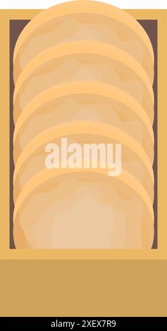 Holzkiste mit einem Stapel köstlicher Kekse, die ein Konzept von Süßigkeiten, Dessert oder Backen darstellen Stock Vektor