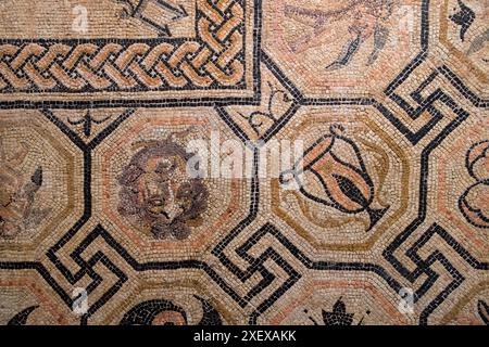 Römische Mozaik in Domus dell'Ortaglia, römischer Domus von I bis IV n. Chr. im Museo di Santa Giulia (Stadtmuseum Santa Giulia) im Klosterkomplex von San Salvat Stockfoto