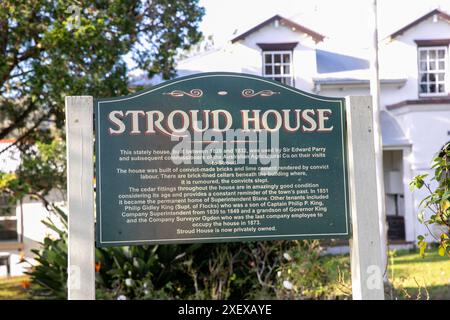 Stroud House, denkmalgeschütztes Anwesen im Dorf Stroud, verbunden mit Australian Agricultural Company, british Colony, Australien Stockfoto